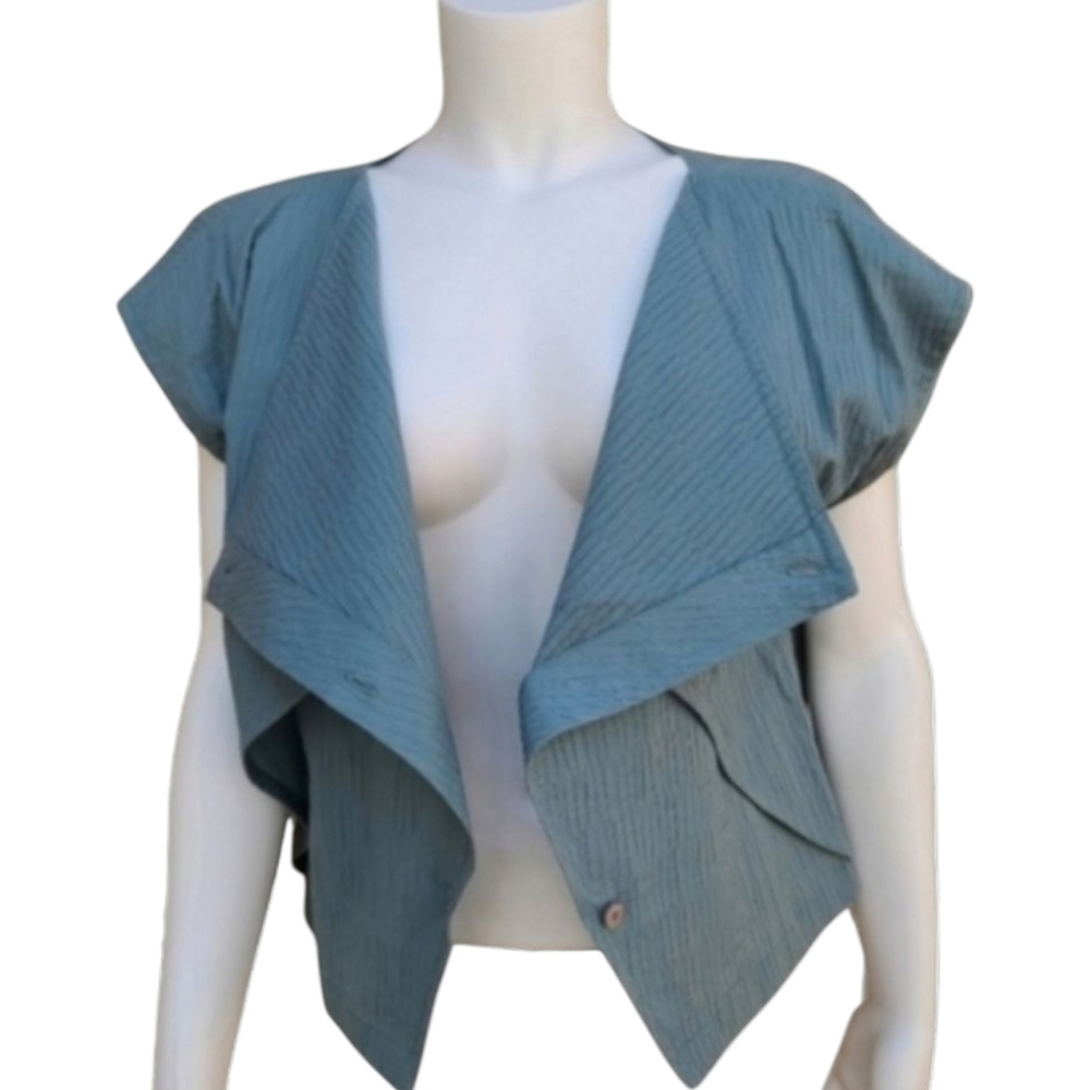 VINTAGE 80s SHAMASK Textured Crop Top S Minimalist Avant Garde Industrial Boxy - Picture 9 of 16